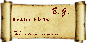 Backler Gábor névjegykártya