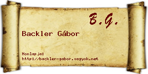 Backler Gábor névjegykártya